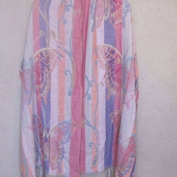 🌹Scarf Pashmina Striped Butterfly Rayon - Picture 1 of 3